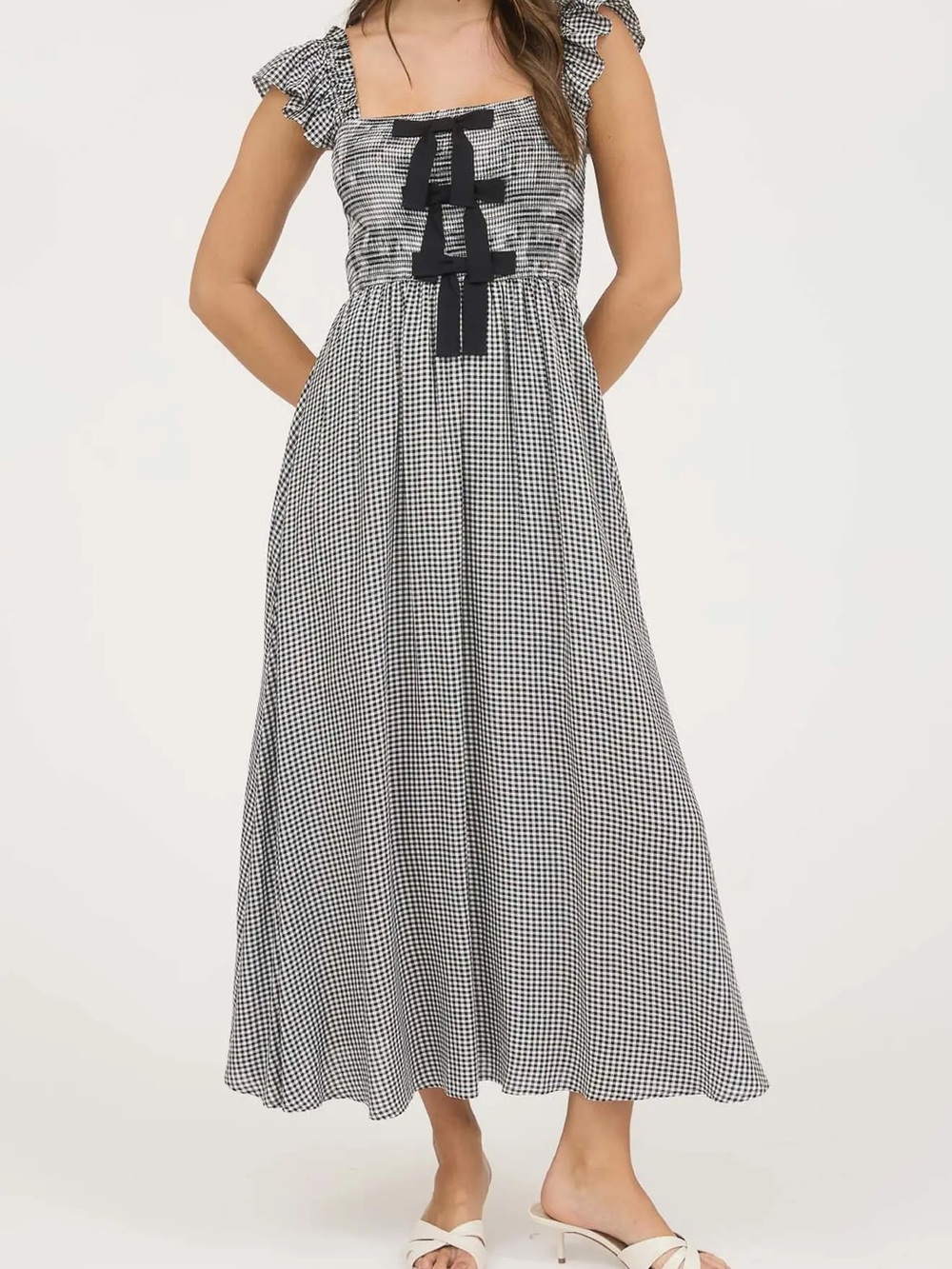Bow Trim Midi Dress by Blu Pepper / On the River